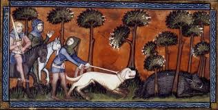 Medieval Manuscript Illumination - Hunting Scene